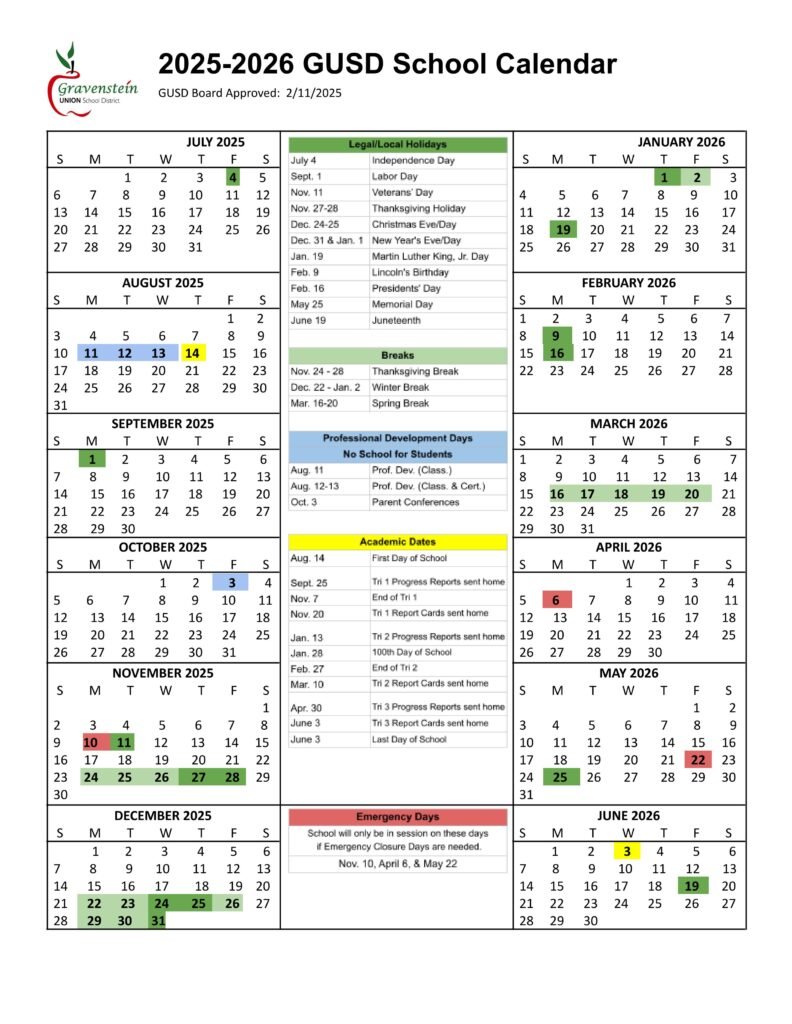Gravenstein UNION School District 25-26