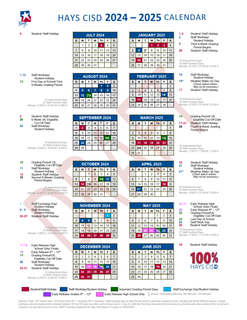 HAYS CISD School Calendar 24 25 pdf EduCounty HAYS CISD School Calendar 24 25 pdf EduCounty
