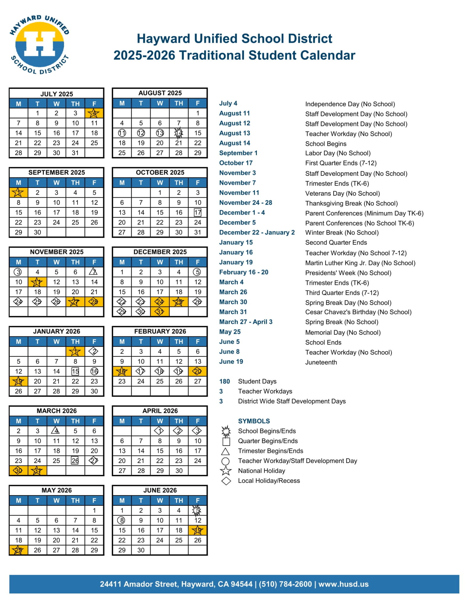 Avoid The Rush: Get The Hayward Unified Calendar Now - mwua18s