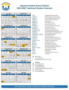Hayward Unified School District 25-26 Calendar