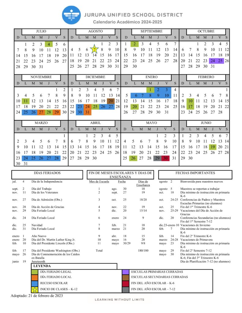 Jurupa USD School Calendar 25 26 pdf revised EduCounty