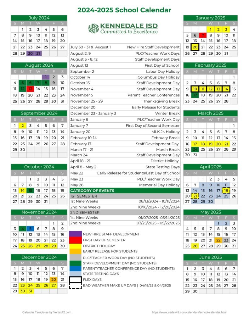 KENNEDALE ISD SCHOOL CALENDAR 24-25