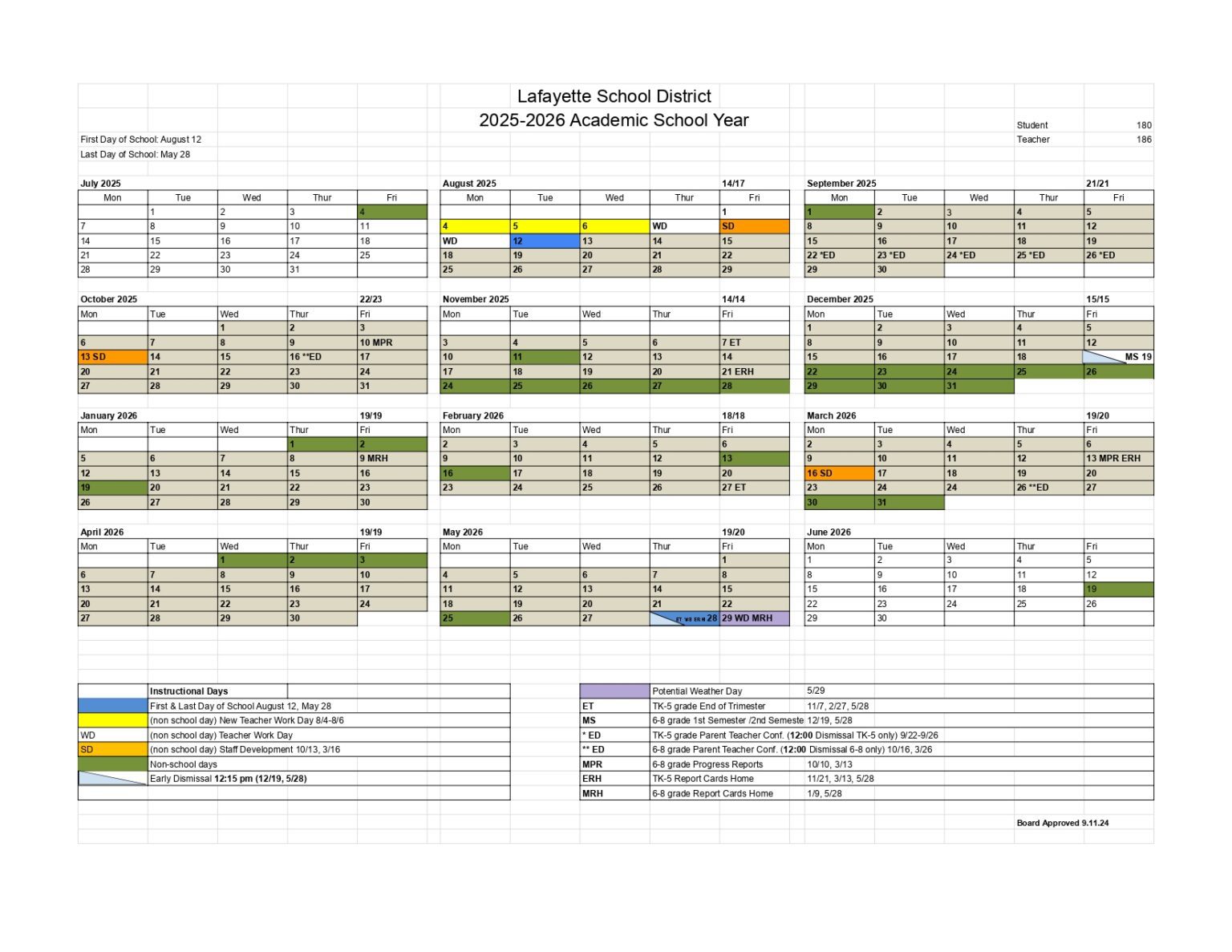 Lafayette School District Calendar 25-26 [PDF] - EduCounty