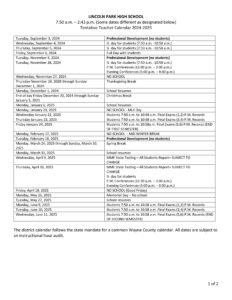 LINCOLN PARK HIGH SCHOOL CALENDAR 24-25