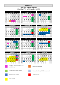 Rusk ISD School Calendar 25-26