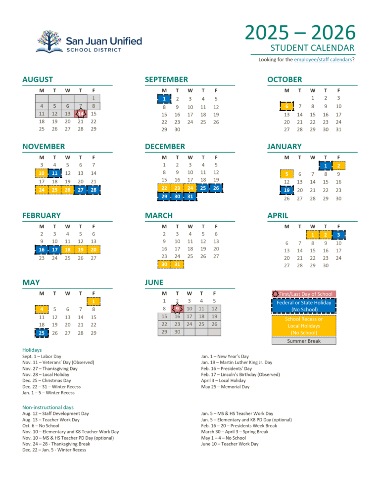 San Juan Unified School District Calendar 2526 [PDF] EduCounty