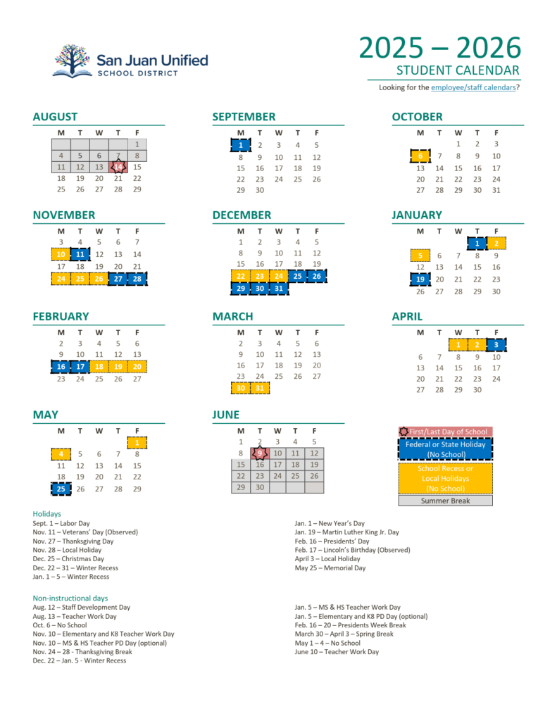 San Juan Unified School District Calendar 2526 [PDF] EduCounty