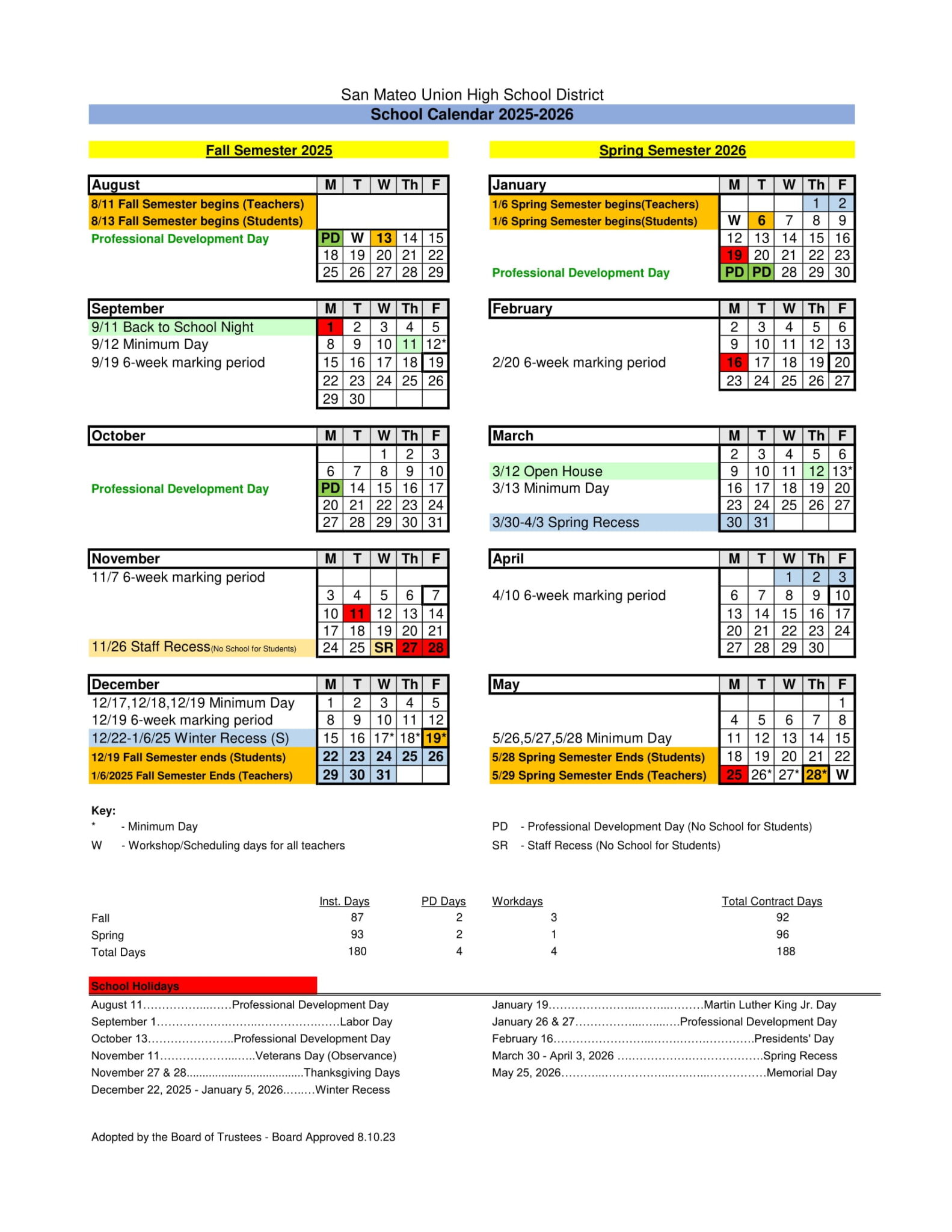 San Mateo Union High School District Calendar 25 26 PDF EduCounty
