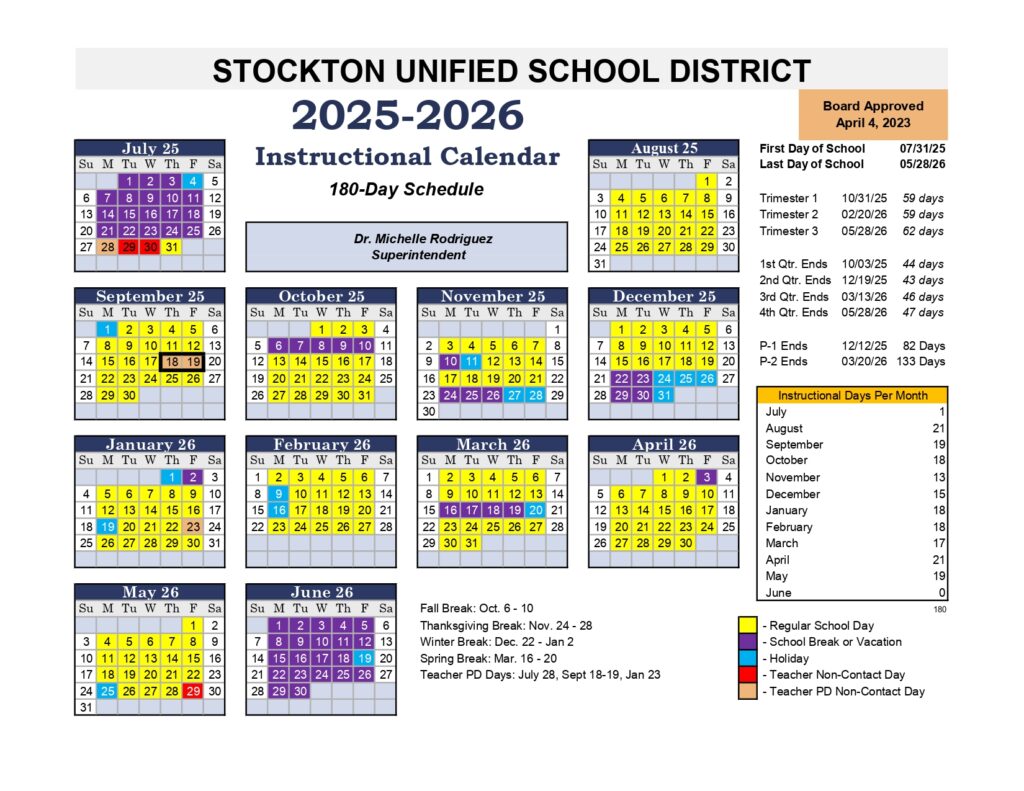 Stockton Unified School District Calendar 2526 [PDF] revised EduCounty