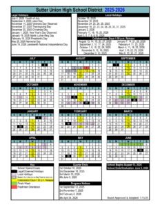 Sutter Union High School District Calendar 25-26