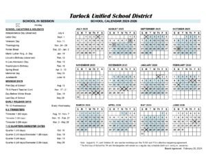 Turlock Unified School District Calendar 25-26