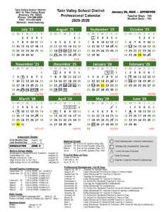 Twin Valley School District Calendar 25-26