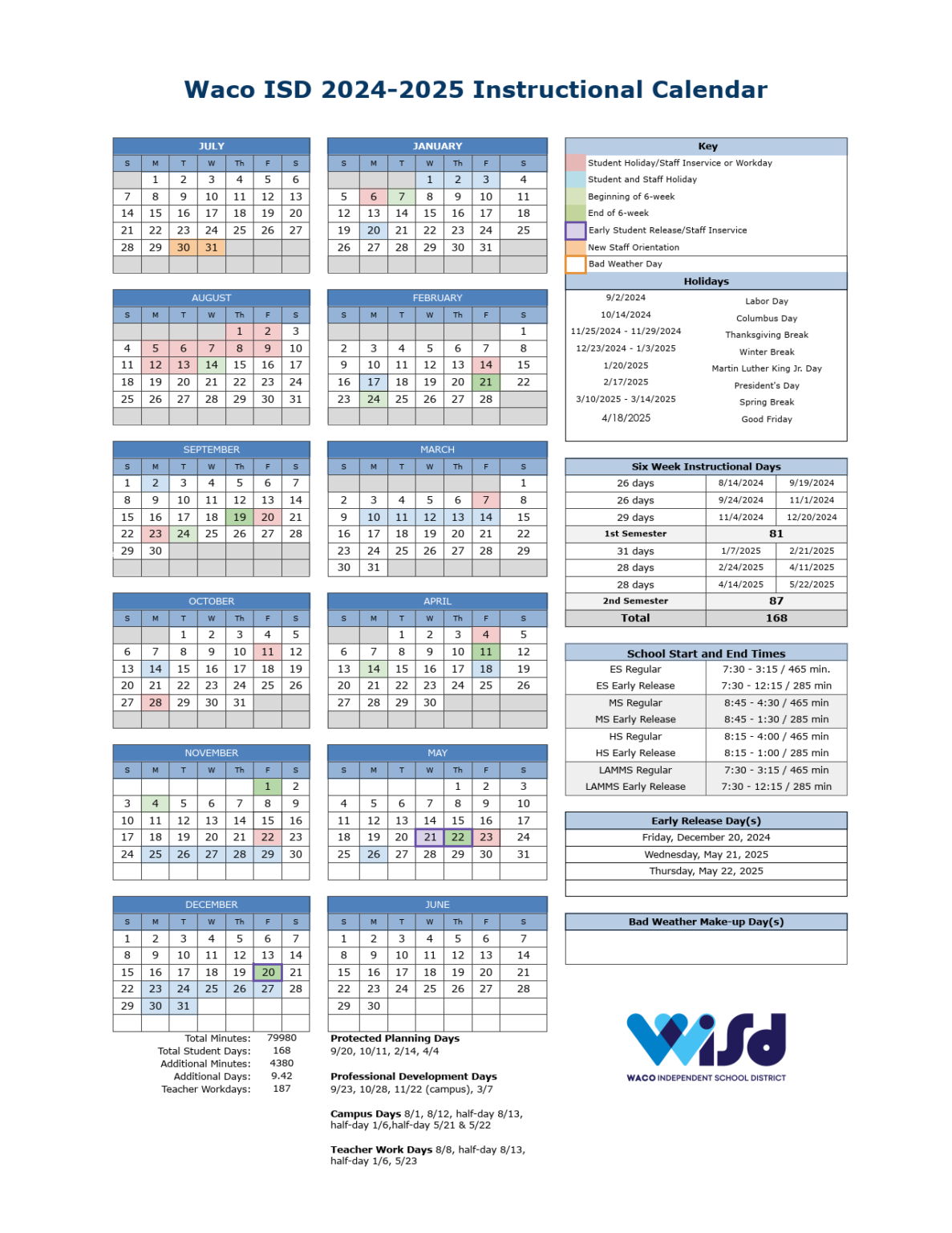 Waco ISD School Calendar 24 25 PDF EduCounty Waco ISD School Calendar 24 25 PDF EduCounty