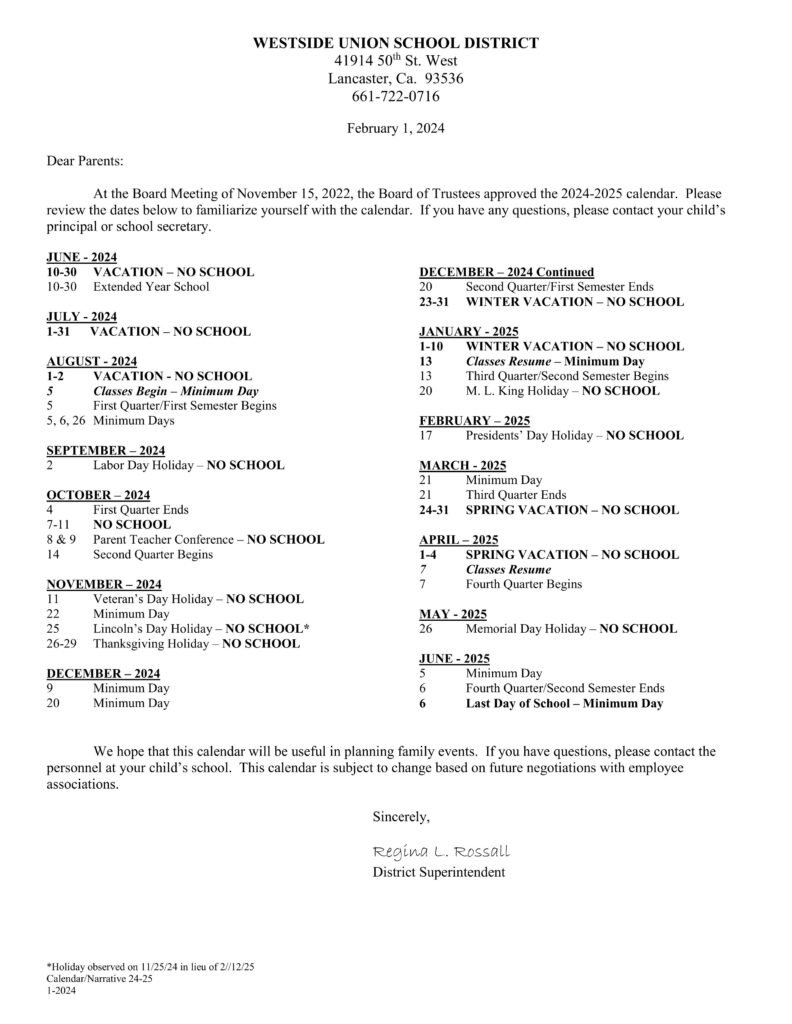 westside union school district 24-25