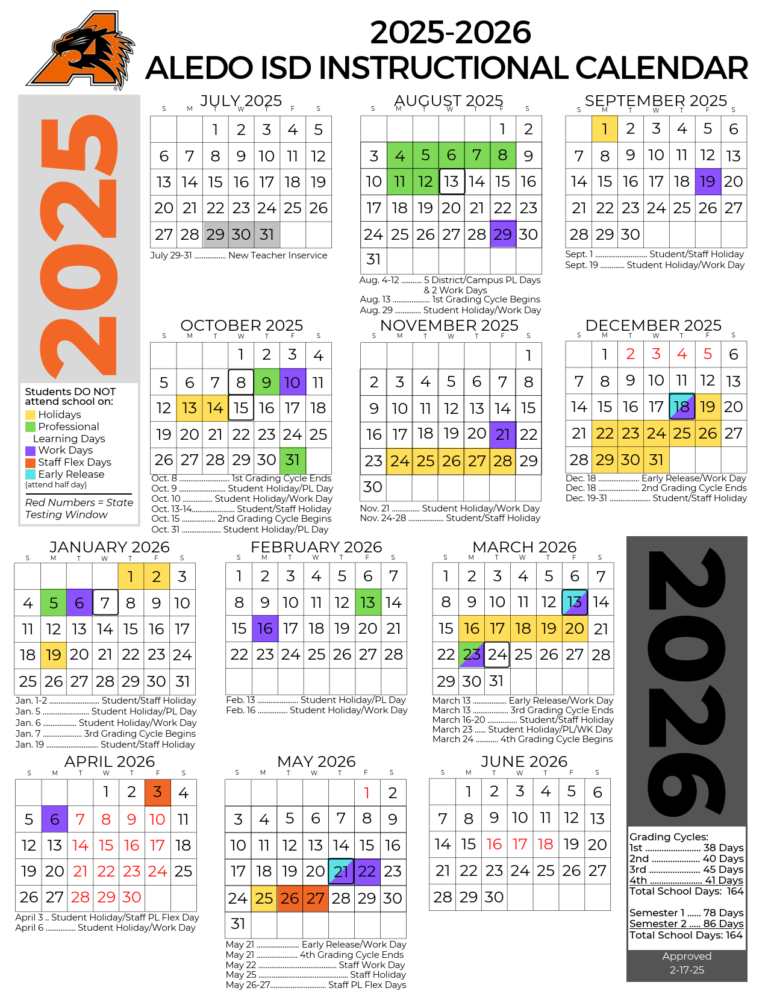 Aledo ISD School Calendar 25 26 Revised PDF EduCounty