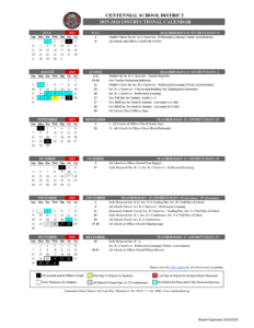 Centennial School District Calendar 25 26 PDF revised EduCounty