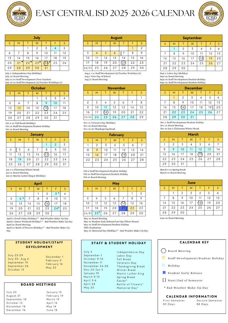 East Central ISD School Calendar 2526 [PDF] EduCounty