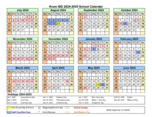krum isd school calendar 24-25