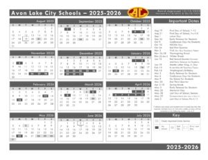 AVON LAKE CITY SCHOOLS CALENDAR