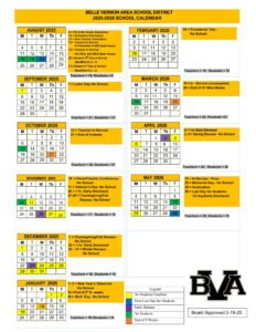 BELLE VERNON AREA SCHOOL DISTRICT calendar 25-26