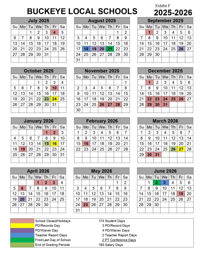 buckeye local school calendar