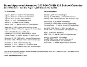 CHSD DISTRICT 128 CALENDAR