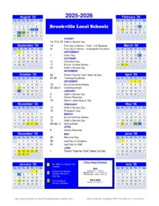 Brookville Local Schools calendar 25-26