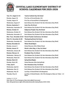 Crystal Lake District D47 Calendar 25 26 PDF revised EduCounty
