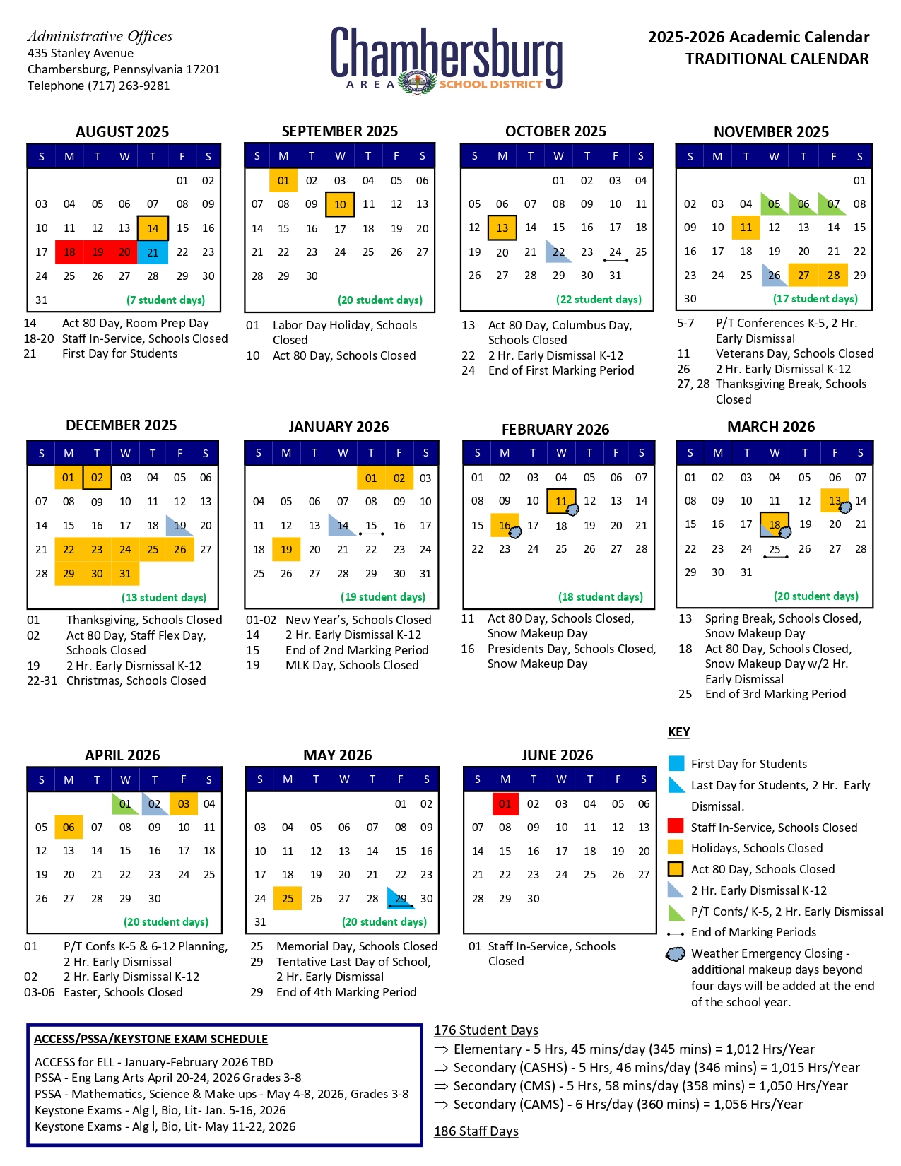 Chambersburg Area CASD Calendar 25 26 PDF revised EduCounty