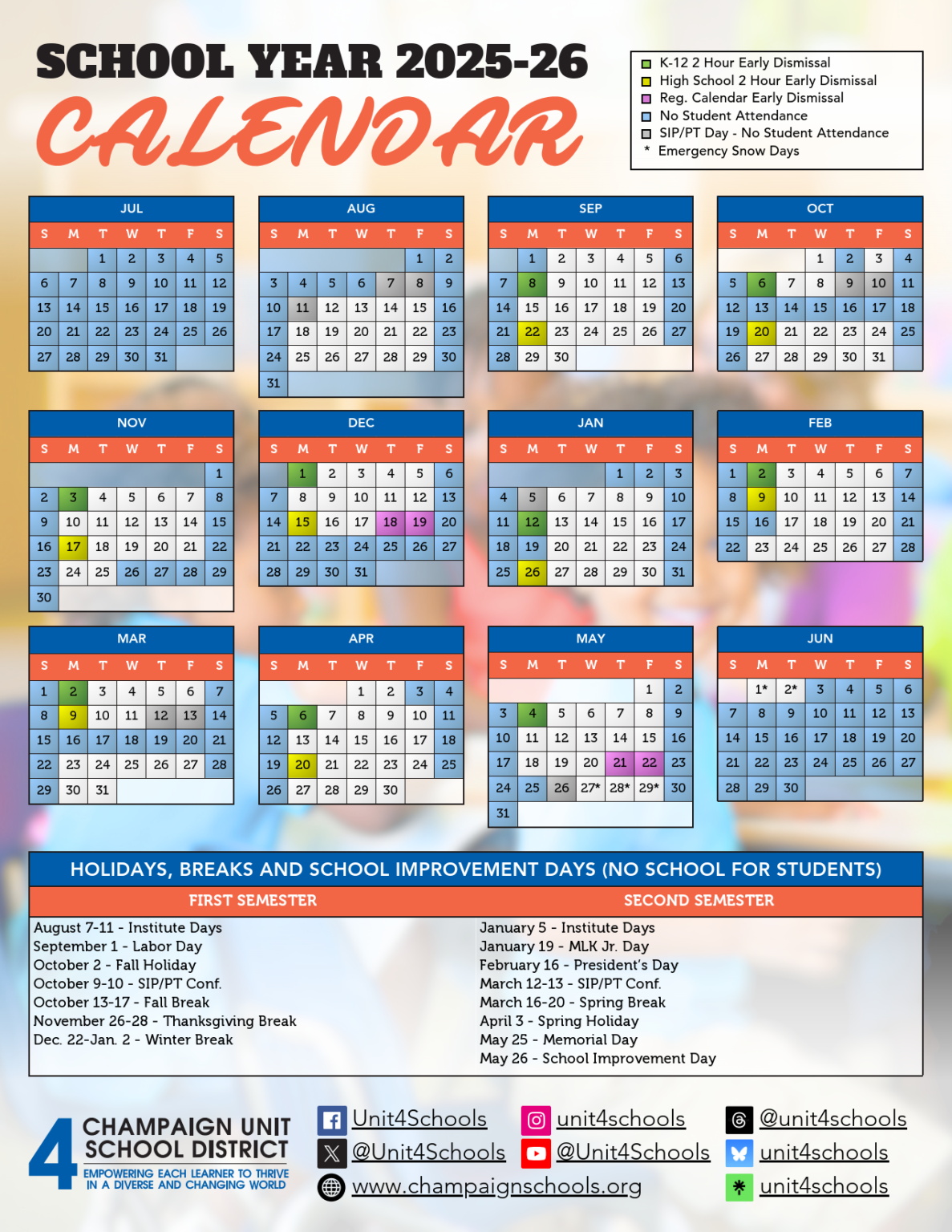 Champaign Unit 4 School Calendar 2526 revised EduCounty