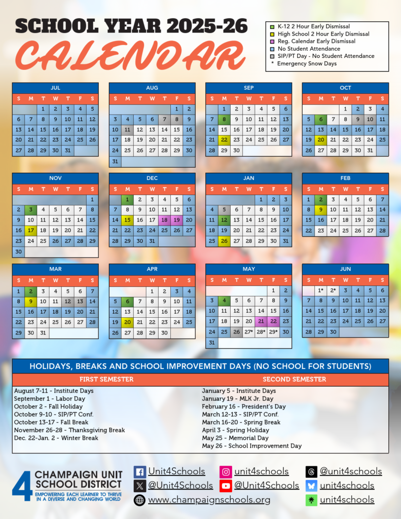 Champaign Unit 4 School Calendar 2526 revised EduCounty