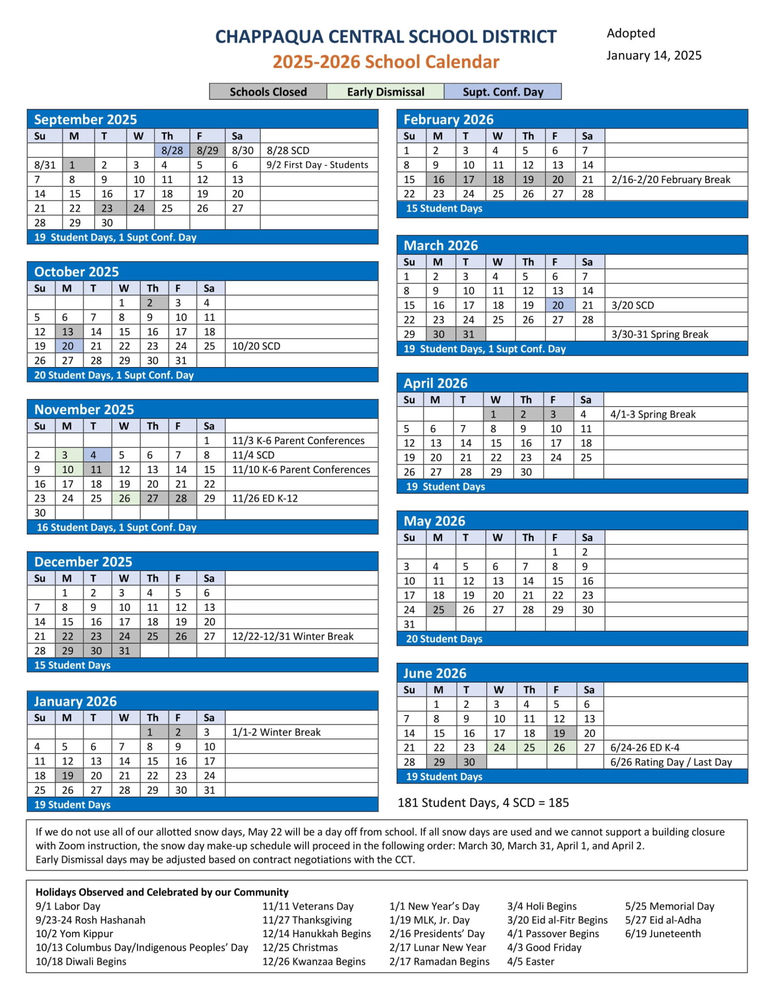 Chappaqua Central School District Calendar 25 26 PDF revised EduCounty Chappaqua Central School District Calendar 25 26 PDF revised EduCounty