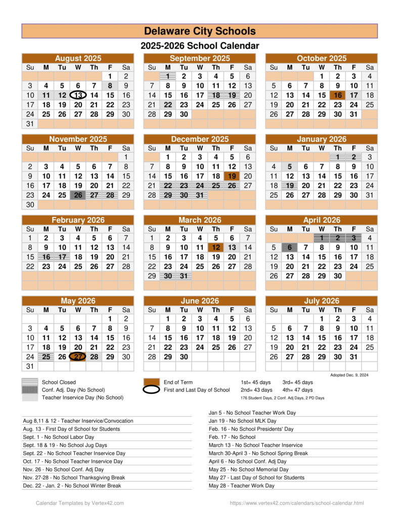 Delaware city schools Calendar 2526 Revised [PDF] EduCounty