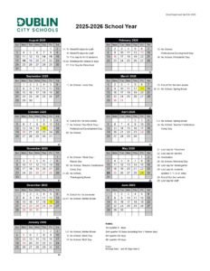 Dublin City Schools calendar