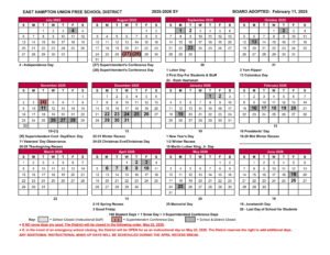 East Hampton UFSD Calendar
