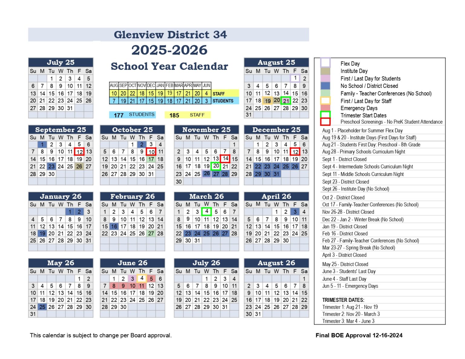 Glenview District 34 25 26 Calendar revised pdf EduCounty