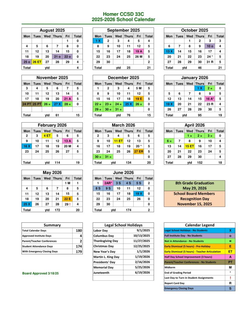 Homer CCSD 33C CALENDAR