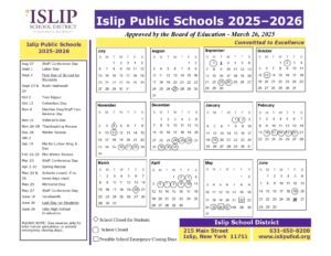 islip school district calendar