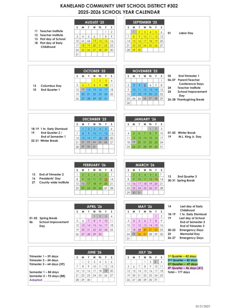 Kaneland District 302 Calendar