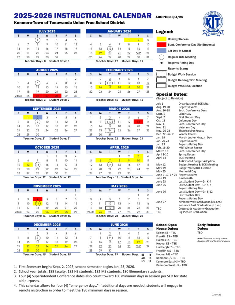 KenmoreTown of Tonawanda UFSD Calendar 2526 [PDF] revised EduCounty