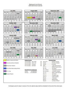 Maplewood Local Schools calendar
