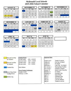McDonald Local Schools calendar
