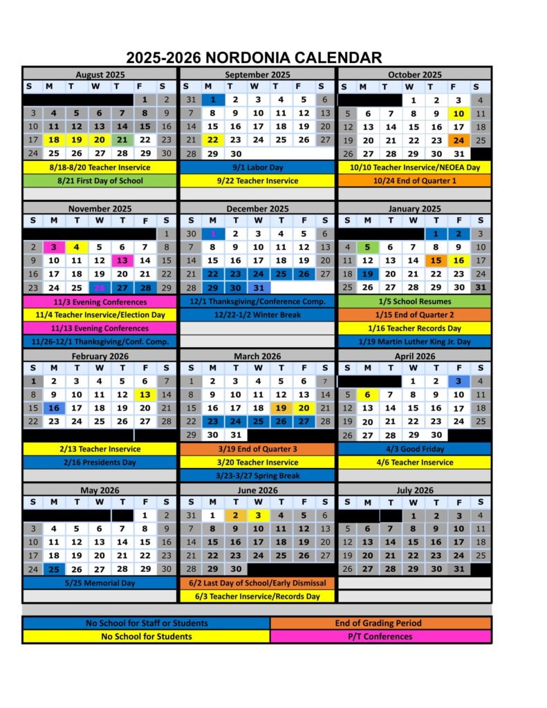 Nordonia Hills City School District CALENDAR