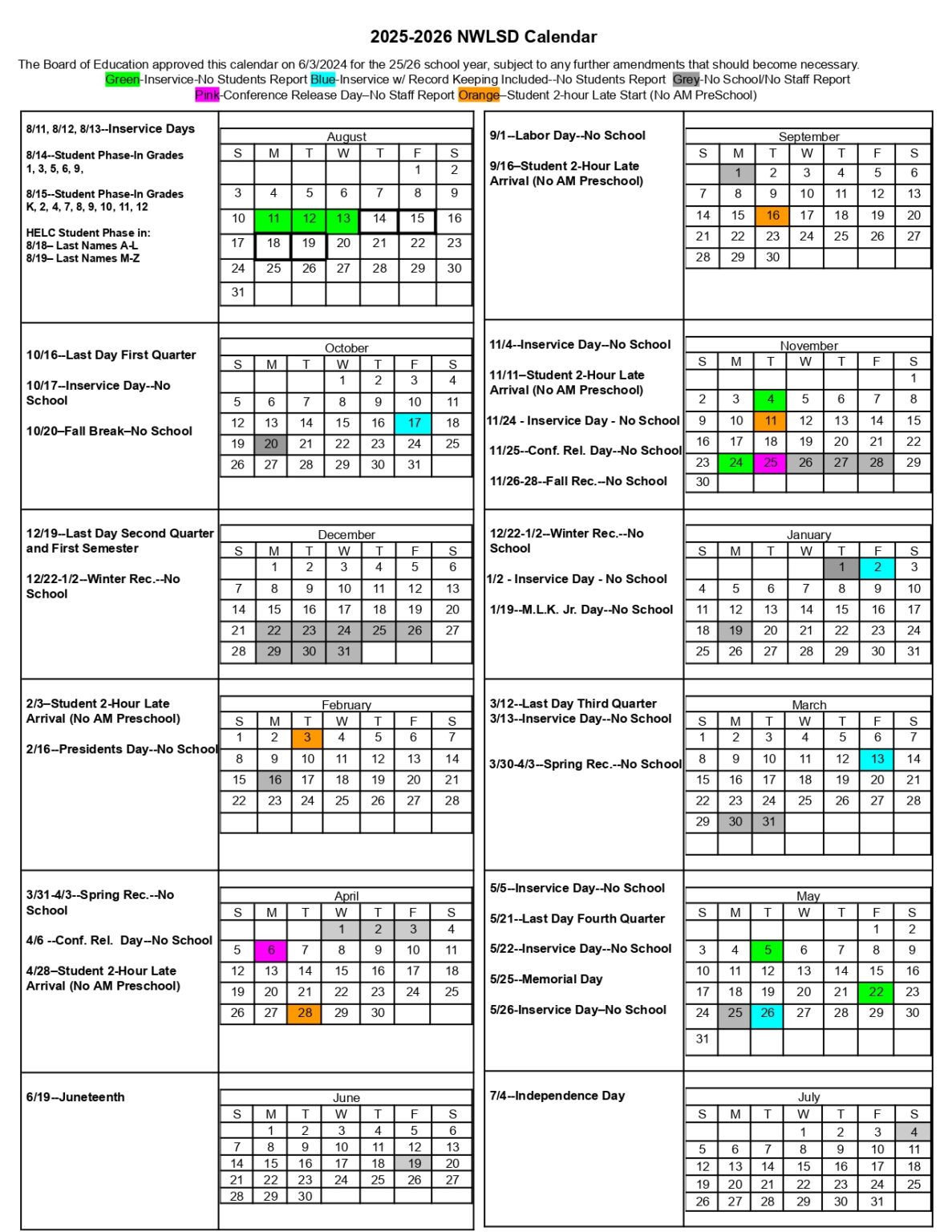 NWLSD Northwest Calendar Revised 25 26 Revised PDF EduCounty