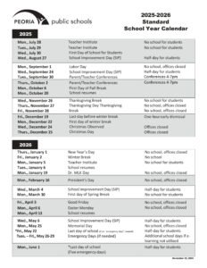 Peoria Public Schools Calendar