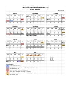 Richmond Burton District 157 calendar