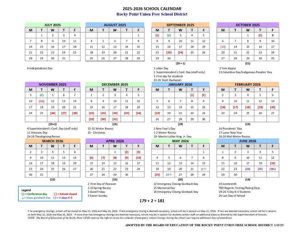 Rocky Point UFSD calendar 25 26 REVISED EduCounty