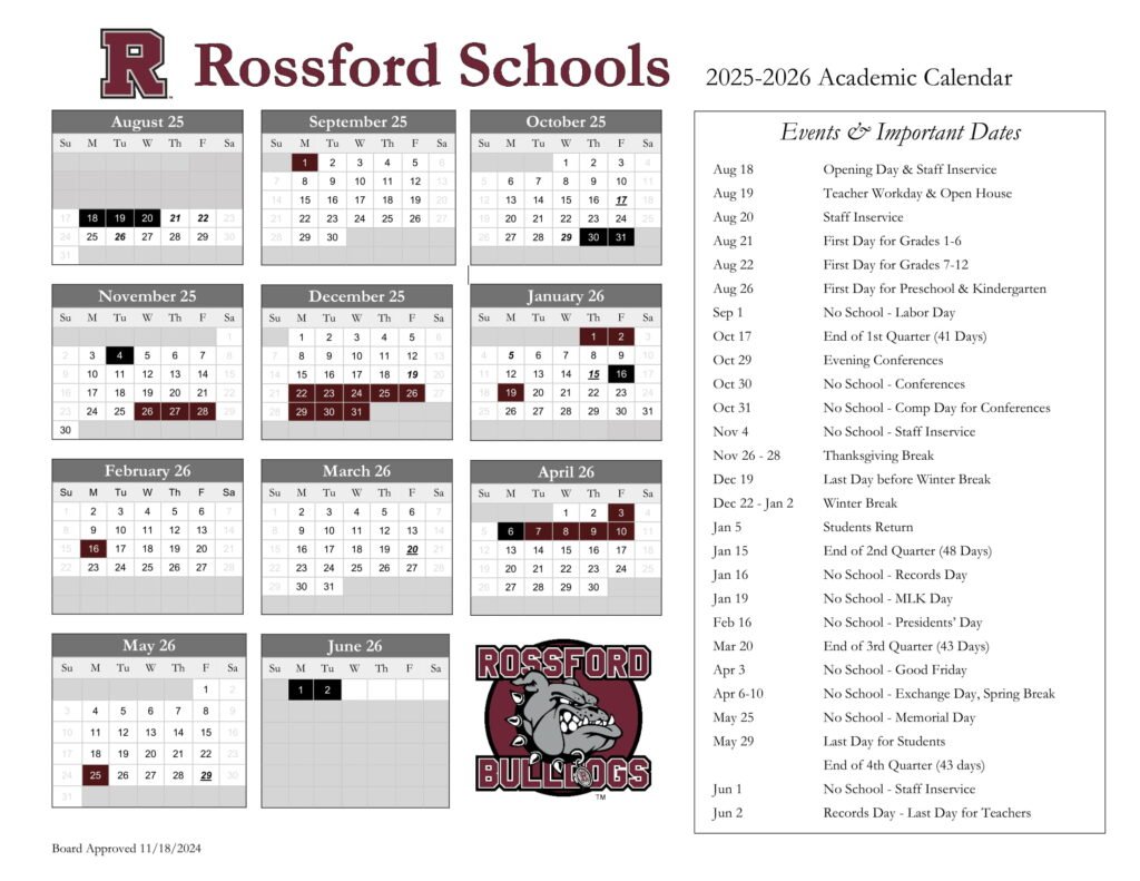 Rossford Schools Calendar