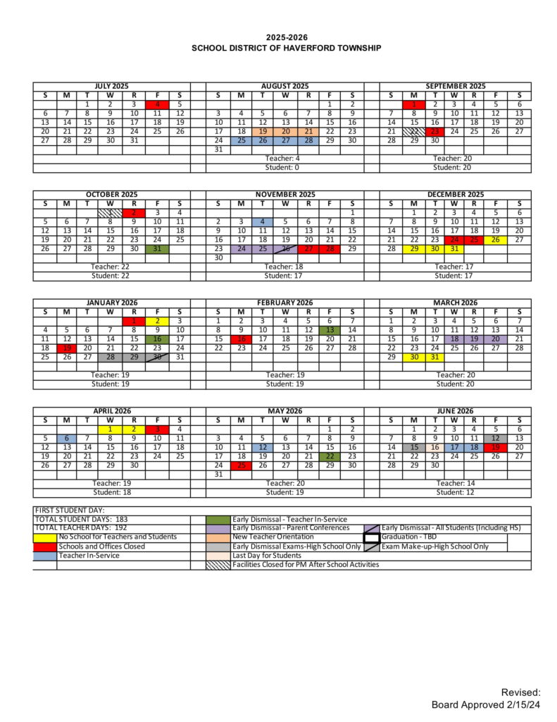 Haverford Township School District Calendar 2526 [PDF] EduCounty