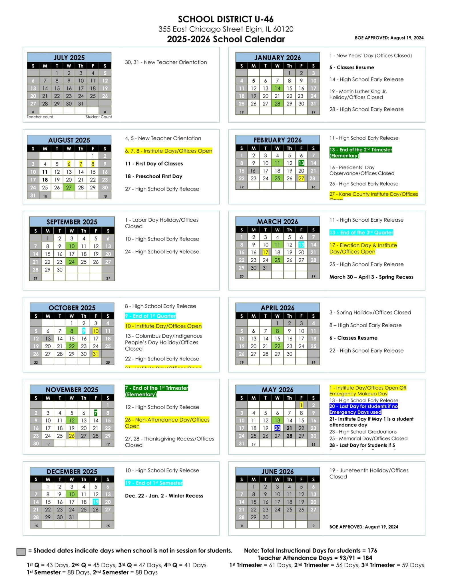 District u46 calendar 25 26 pdf revised educounty